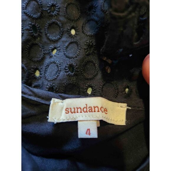 Sundance  Broderie Anglaise Embroidered black Short Sleeve Shift Dress sz 4 - Picture 2 of 3